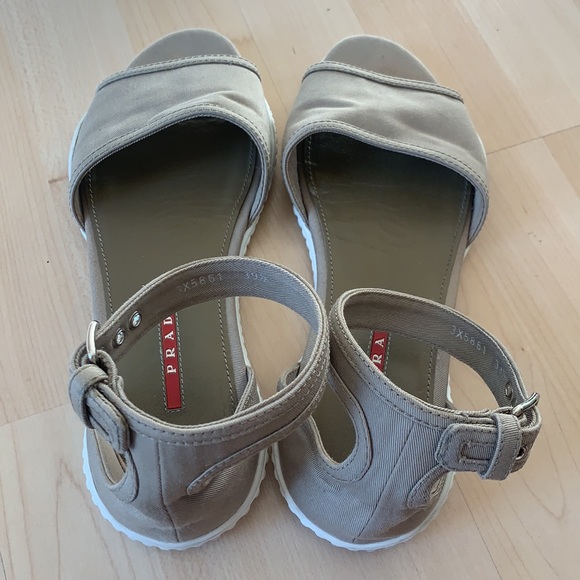 Prada Gabardine Flat Sandal, Khaki size 39.5 - Picture 6 of 16